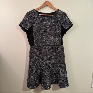 J. Crew Black and Gray Midi Dress